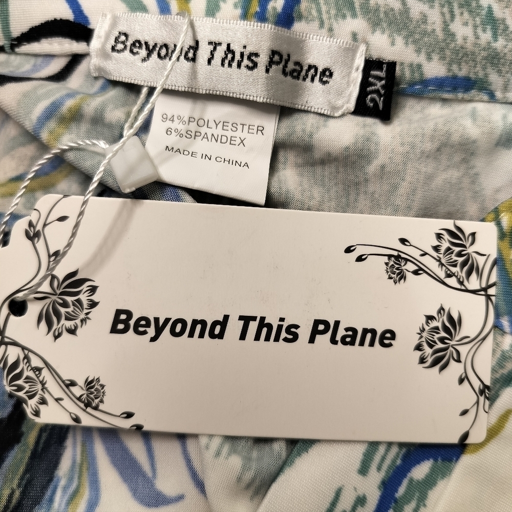 1782) Beyond This Plane Pleats Pocket Peacock Loungees Size 2XL - Picture 8 of 8